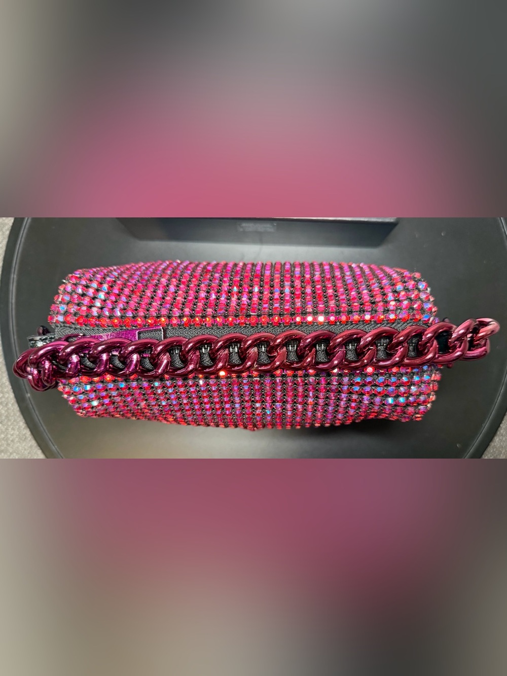 Kurt Geiger London Party Crystal Pouchette Shoulder Bag in Fuchsia / Purple - Picture 6 of 11